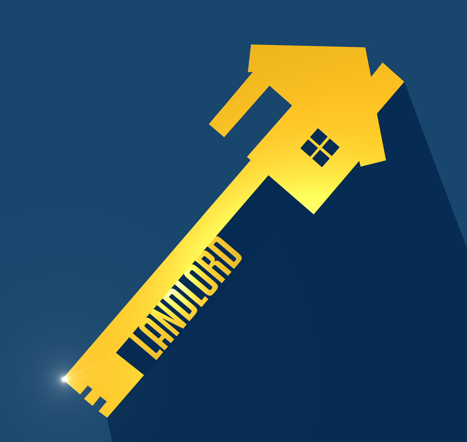 Graphic image of a home as a key that says "Landlord"