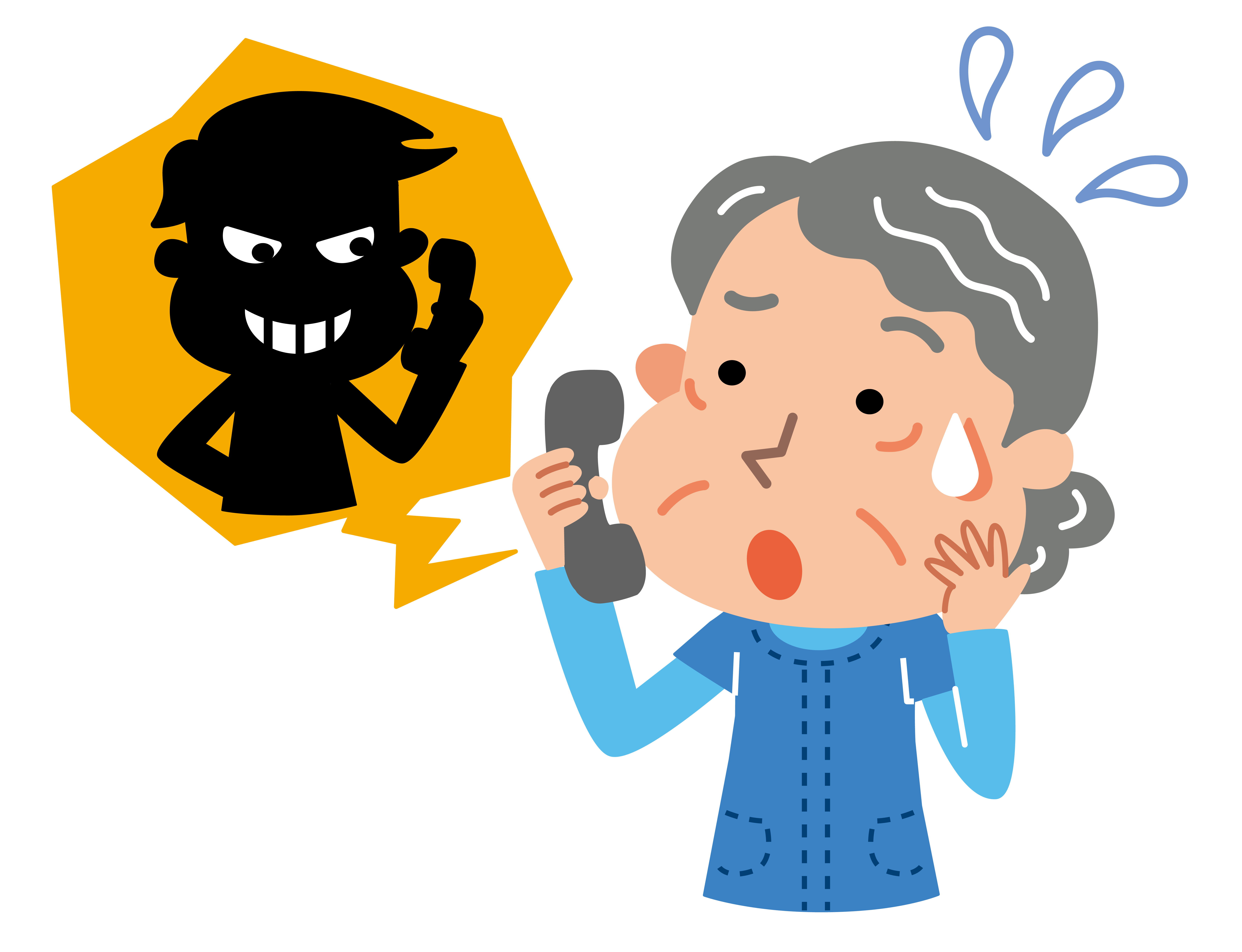An elderly woman on the phone with a scam artist.
