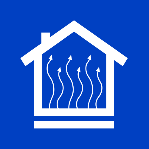 Icon of a home with space heating system.